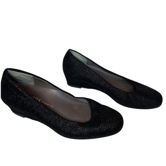 SAS Size 8 Women's Black Sofia Leather Comfortable Wedge Closed Toe Office Shoe - Picture 4 of 11